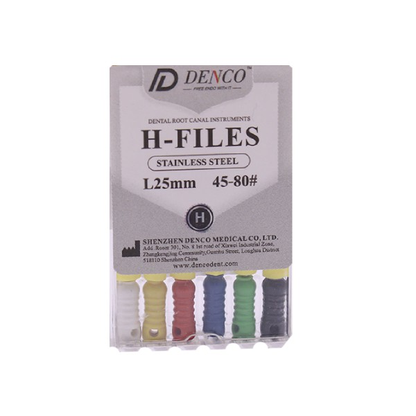 یک بسته حاوی 6 عدد H فایل طول 25 میلی متر برند دنکو از سایز 15-40