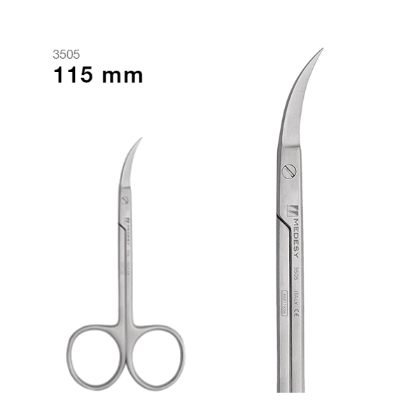 قیچی جراحی Scissor Iris مدسی سر کج اندازه 115mm -  1