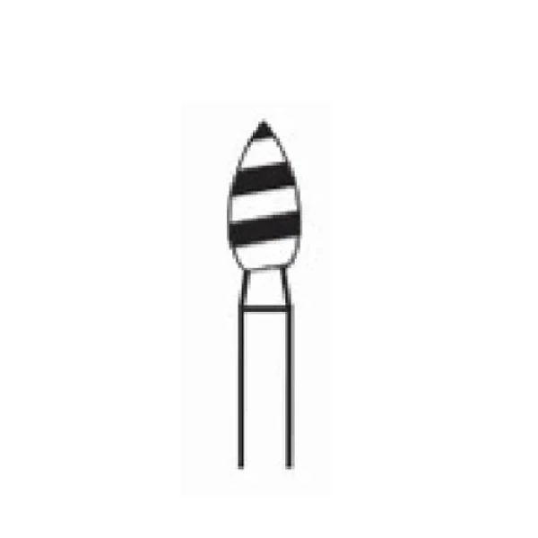 فرز مارپیچ زرد (سوپرفاین) مدل شعله شمعی پهن فرم 247 - Dental Diamond Burs 504